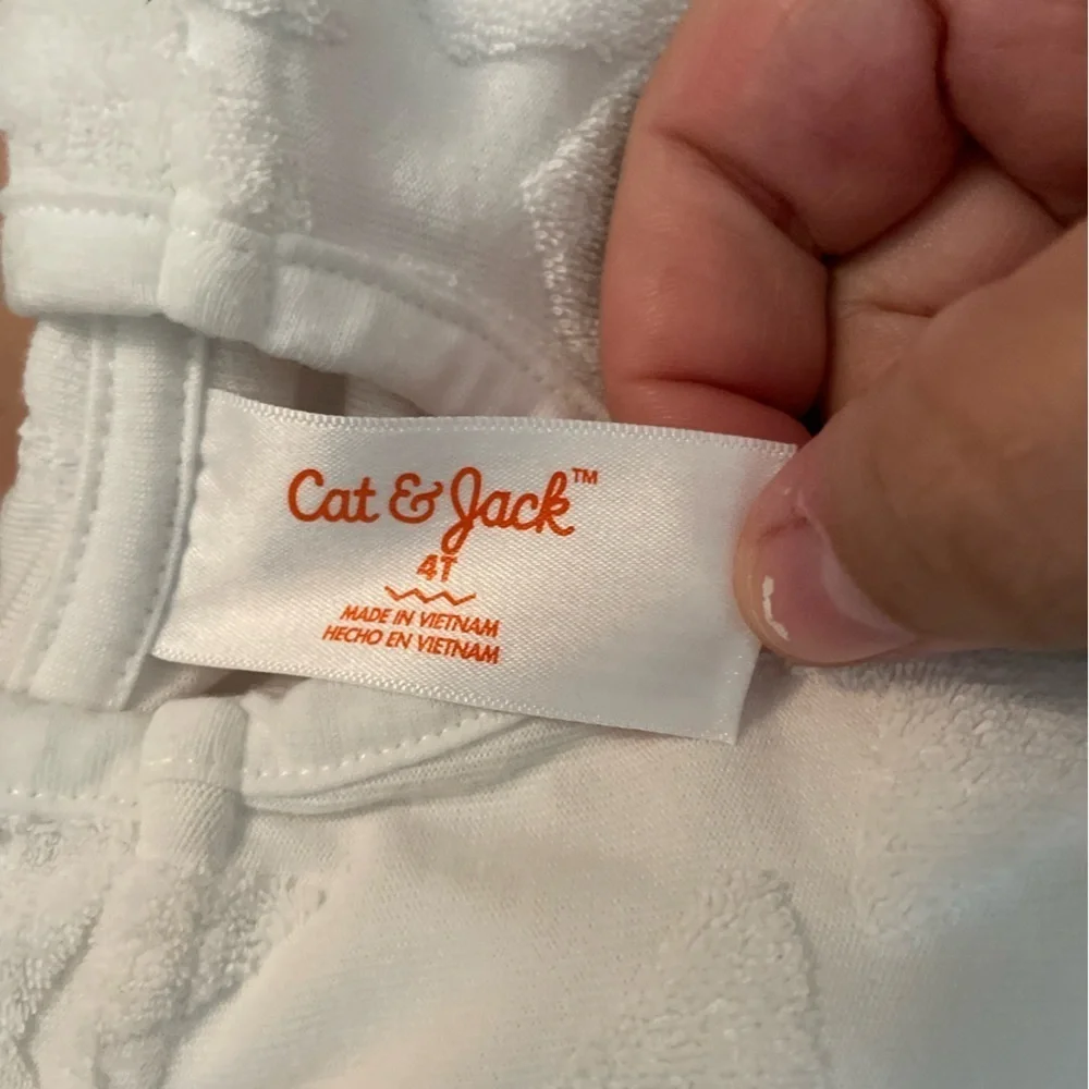 Cat & Jack White Hooded swim cover up Top with Star Design size 4T Girls